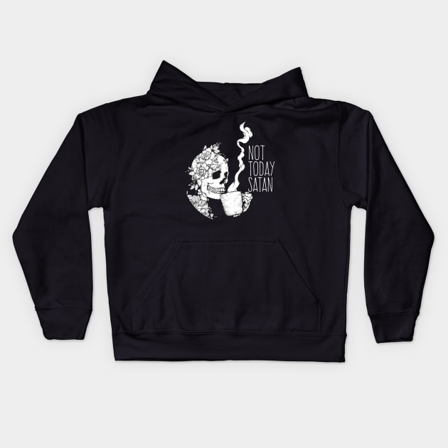 Not Today Coffee Skeleton Kids Hoodie by Jess Adams